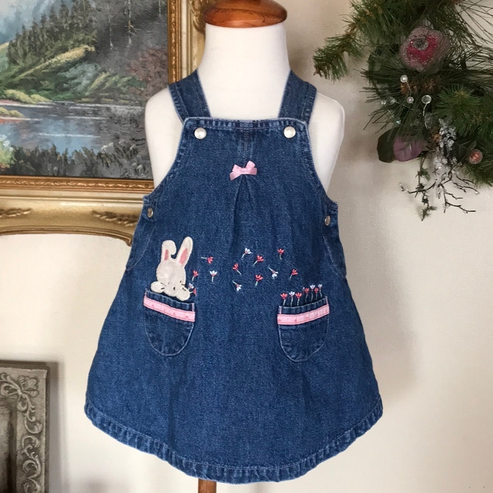 Carter’s Baby Girl Bunny Denim Dress‼️FINAL PRICE DROP